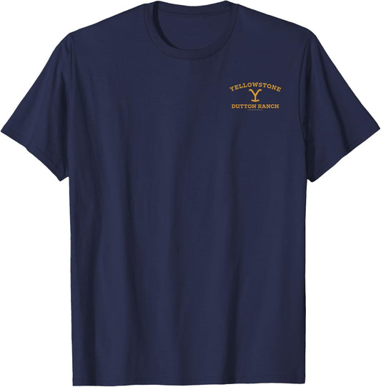 Yellowstone Dutton Ranch Gold Pocket Logo Short Sleeve T-Shirt - T-Shirt | Navy