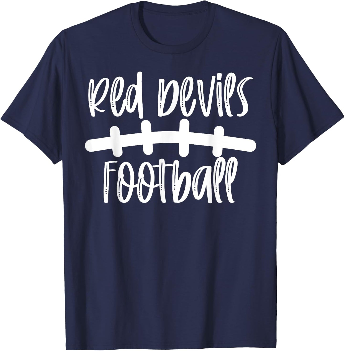 Red Devils Football School Spirit Team Mascot Game Night T-Shirt - T-Shirt | Navy