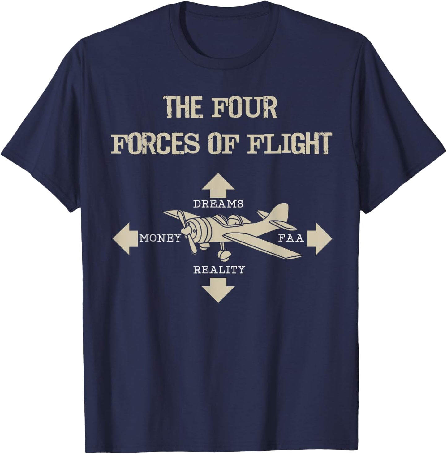 Four Forces Of Flight Dreams Money Reality FAA Shirt Gift T-Shirt - T-Shirt | Navy