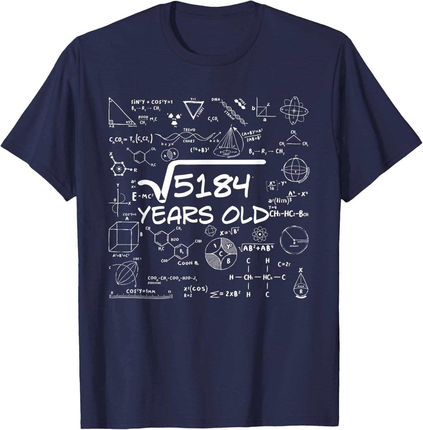 72nd Birthday Square Root of 5184 72 Years Old T-Shirt - T-Shirt | Navy