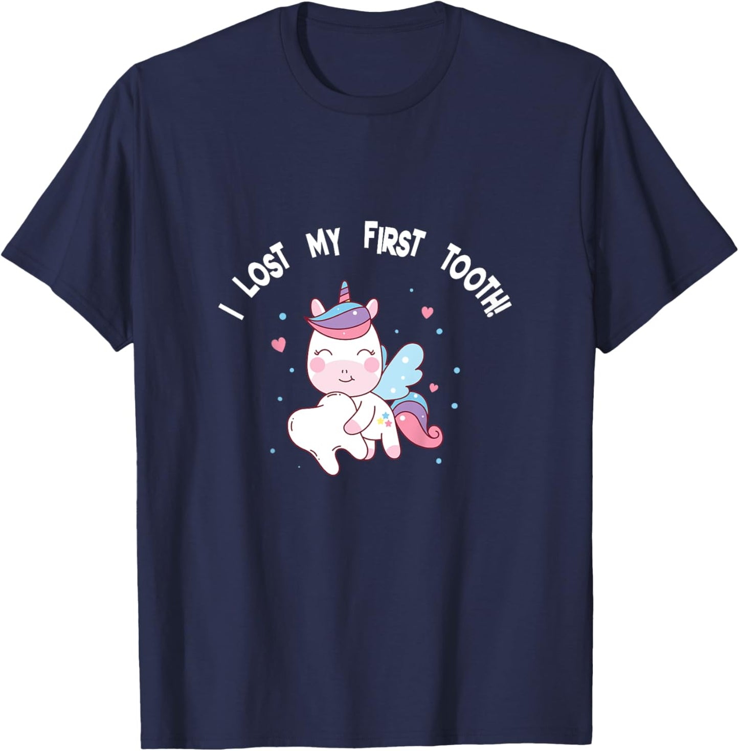 Girls I Lost My First Tooth Unicorn Tooth Fairy T-Shirt - T-Shirt | Navy