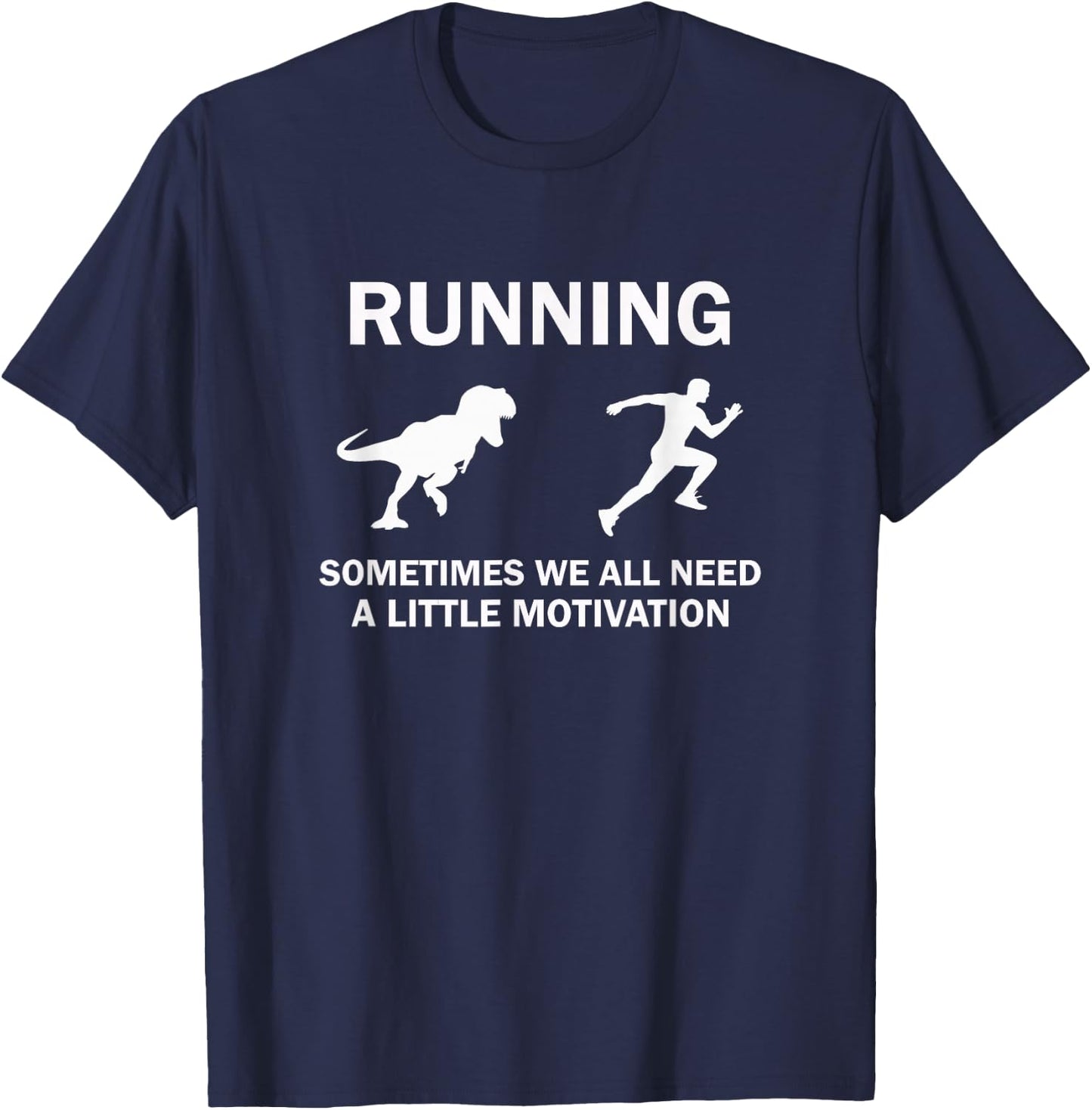 Running Motivation Raptor Chase Funny Dinosaur T-Shirt - T-Shirt | Navy