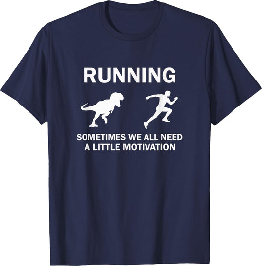 Running Motivation Raptor Chase Funny Dinosaur T-Shirt - T-Shirt | Navy