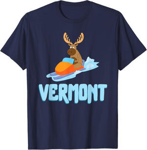 Vermont Moose Snowmobile Sled Gift Riders T-Shirt - T-Shirt | Navy