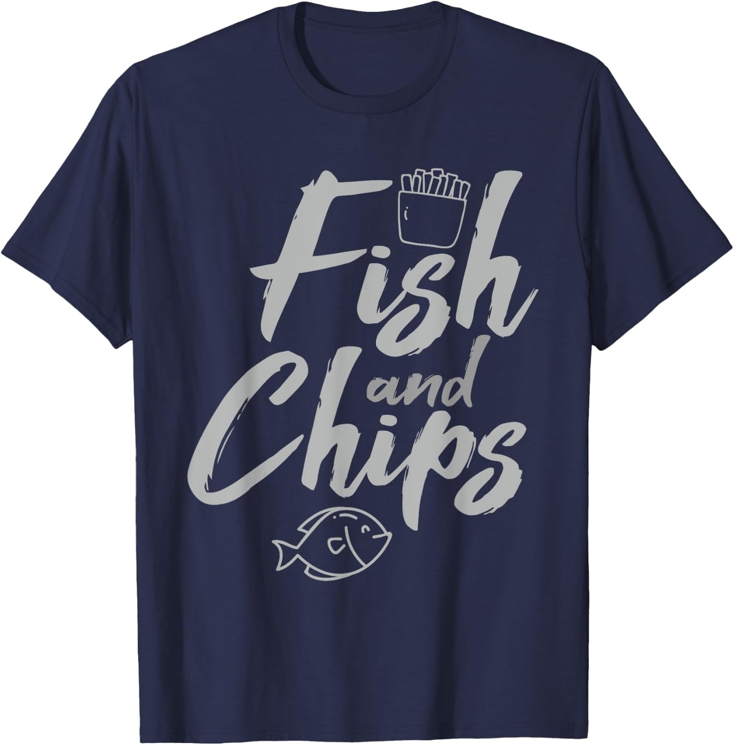 Fish & Chips Funny British Food and Streetfood T Shirt Gift T-Shirt - T-Shirt | Navy
