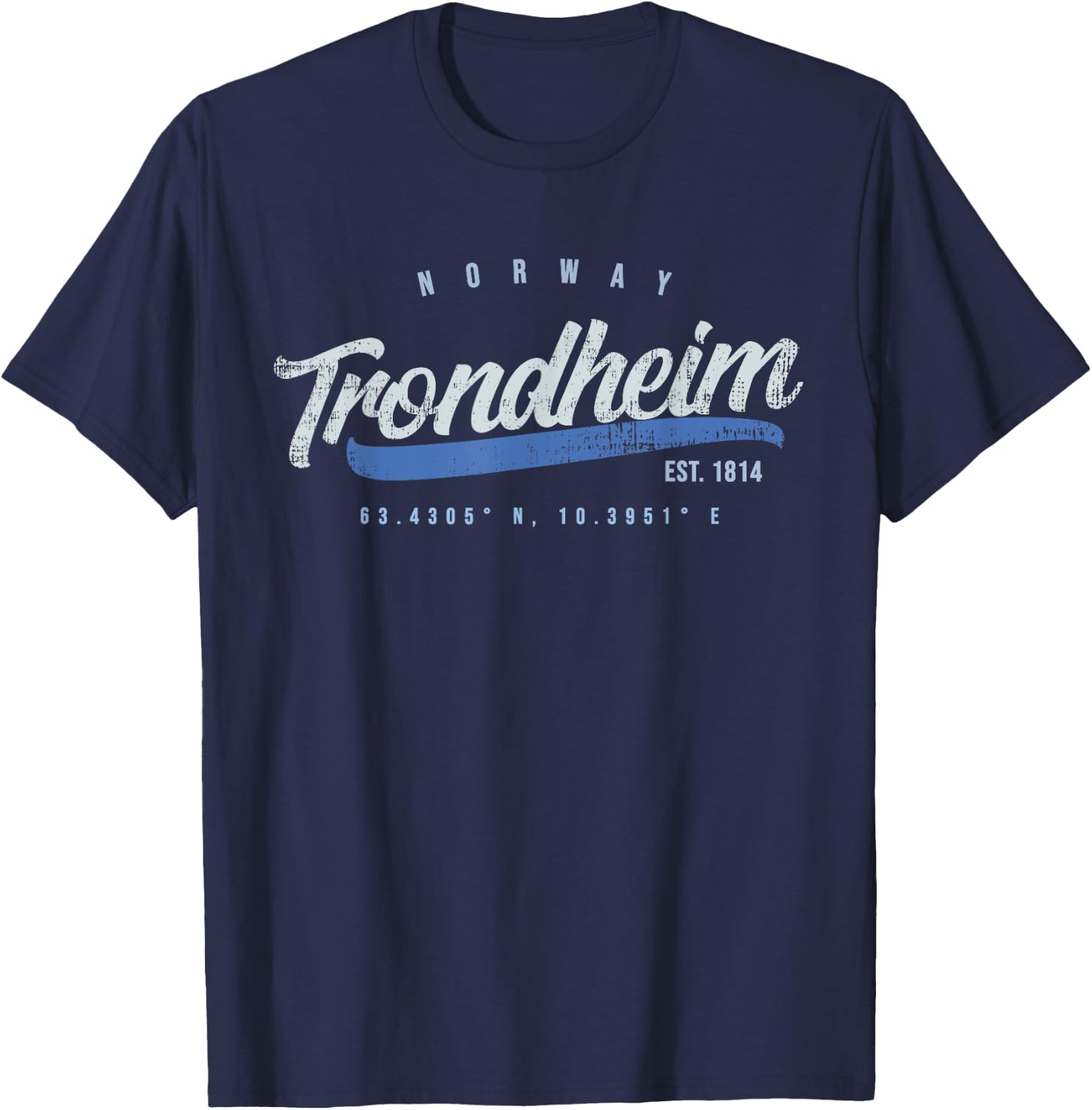 Trondheim Norway Vintage Retro T-Shirt - T-Shirt | Navy
