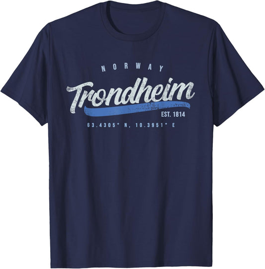 Trondheim Norway Vintage Retro T-Shirt - T-Shirt | Navy