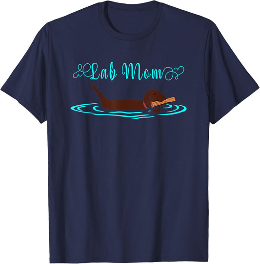 Lab Mom Chocolate Labrador Retriever Dog Owner Lover Women Girls Kids T-Shirt - T-Shirt | Navy