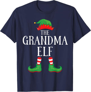 Grandma Elf Matching Group Xmas Funny Family Christmas T-Shirt - T-Shirt | Navy