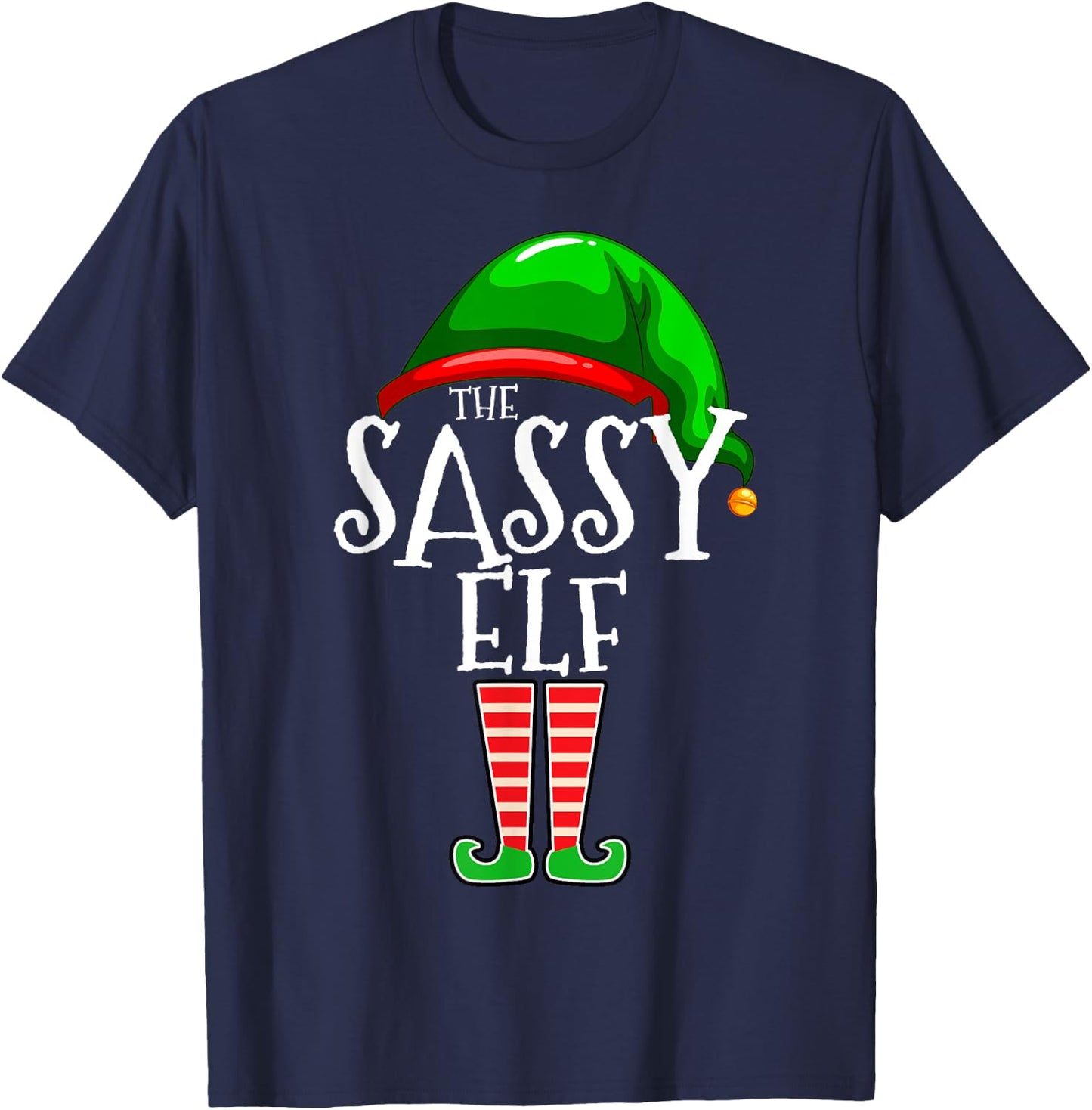 The Sassy Elf Family Matching Group Christmas Gift Funny Short Sleeve T-Shirt - T-Shirt | Navy