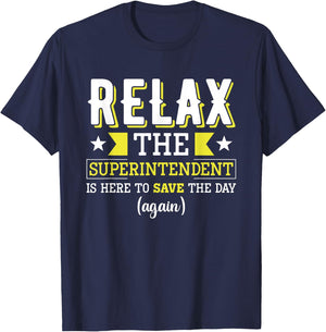 Superintendent Director Supervisor Back To School Superintendent - Kids, School, Uniform - -Adults - Black - Short Sleeve - Small - Classic Fit - Cotton 50%, Polyester 50% T-Shirt - T-Shirt | Navy
