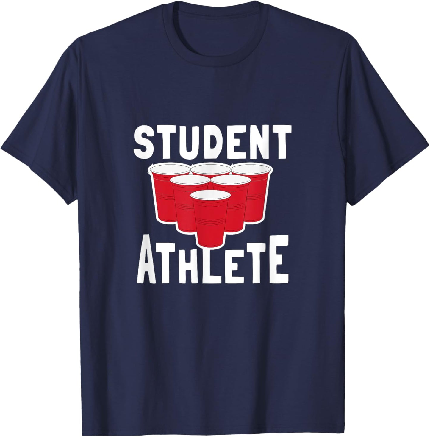 Beer Pong Student Athlete Funny Drinking T-Shirt - T-Shirt | Navy