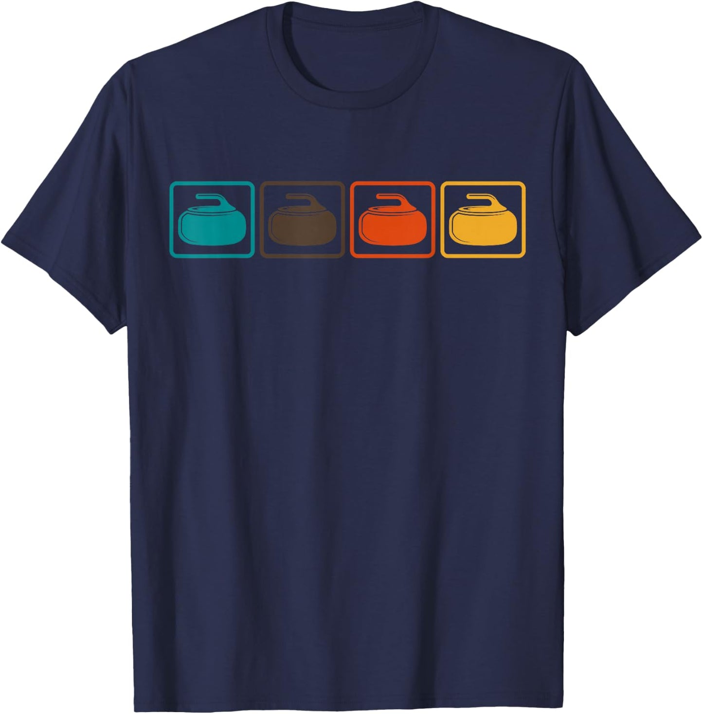 Curling Retro Vintage Ice Sports Curler Player T-Shirt - T-Shirt | Navy