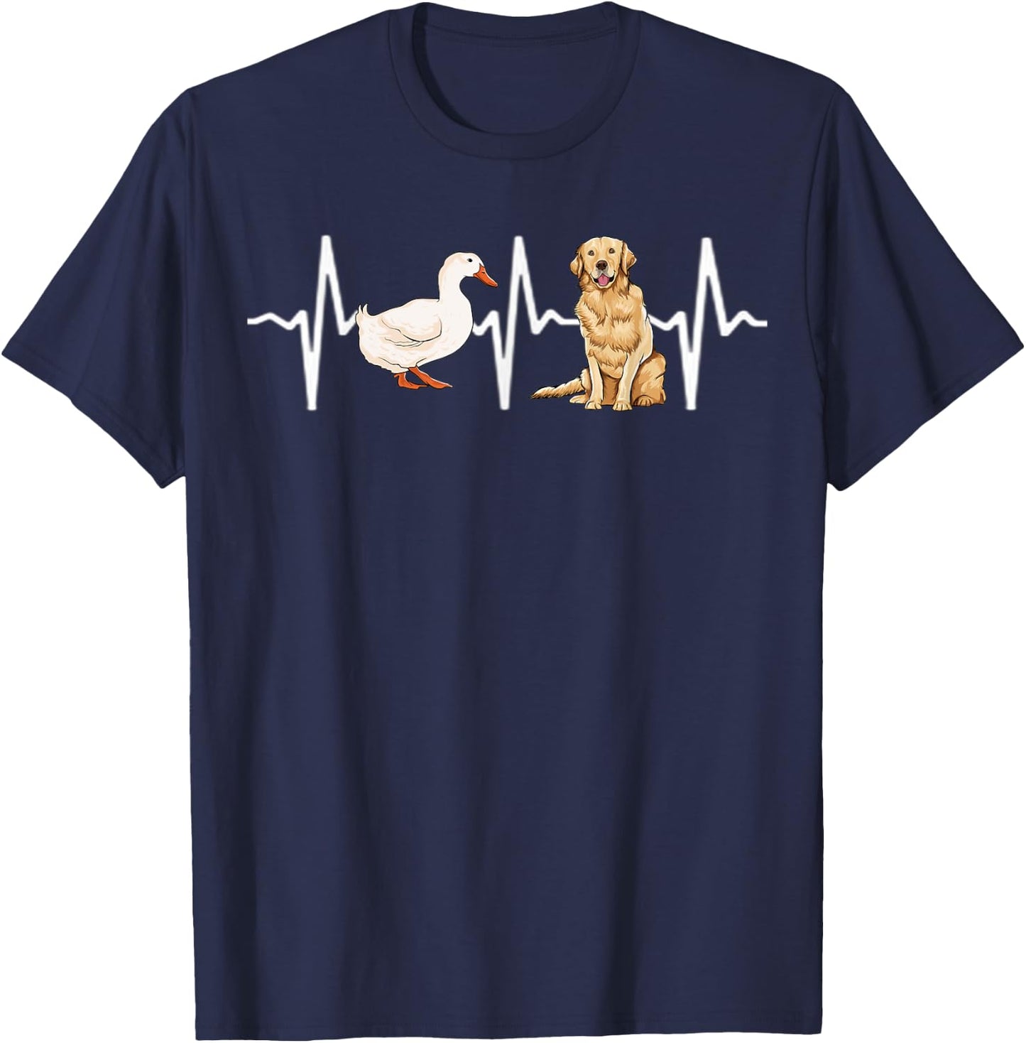 Goose Golden Retriever Heartbeat Dog Lover T-Shirt - T-Shirt | Navy