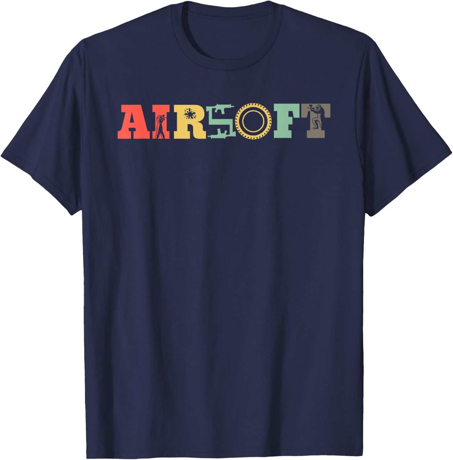 Retro Airsoft Vintage Milsim Weapon Airsoft Team Airsoft T-Shirt - T-Shirt | Navy