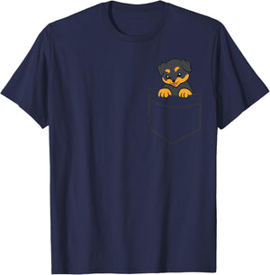 Rottweiler Dog In a Pocket Cute Pocket Rottweiler T-Shirt - T-Shirt | Navy