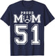 Custom Proud Football Mom Number 51 Personalized T-Shirt - T-Shirt | Navy