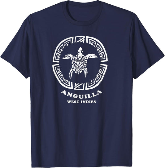 Anguilla, West Indies Vintage Tribal Sea Turtle Vacation T-Shirt - T-Shirt | Navy