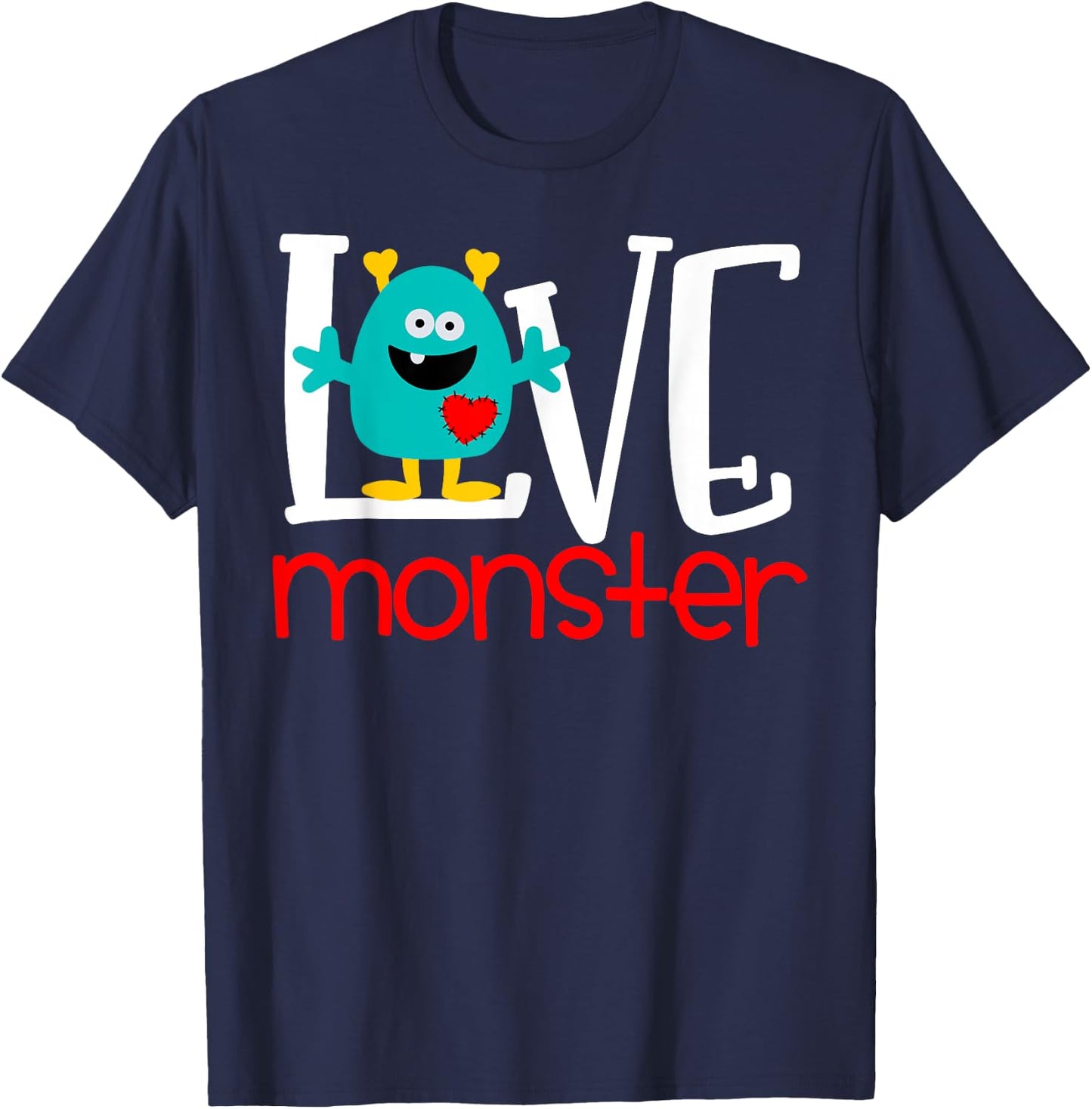 Cute Love Monster Valentine T-Shirt - T-Shirt | Navy