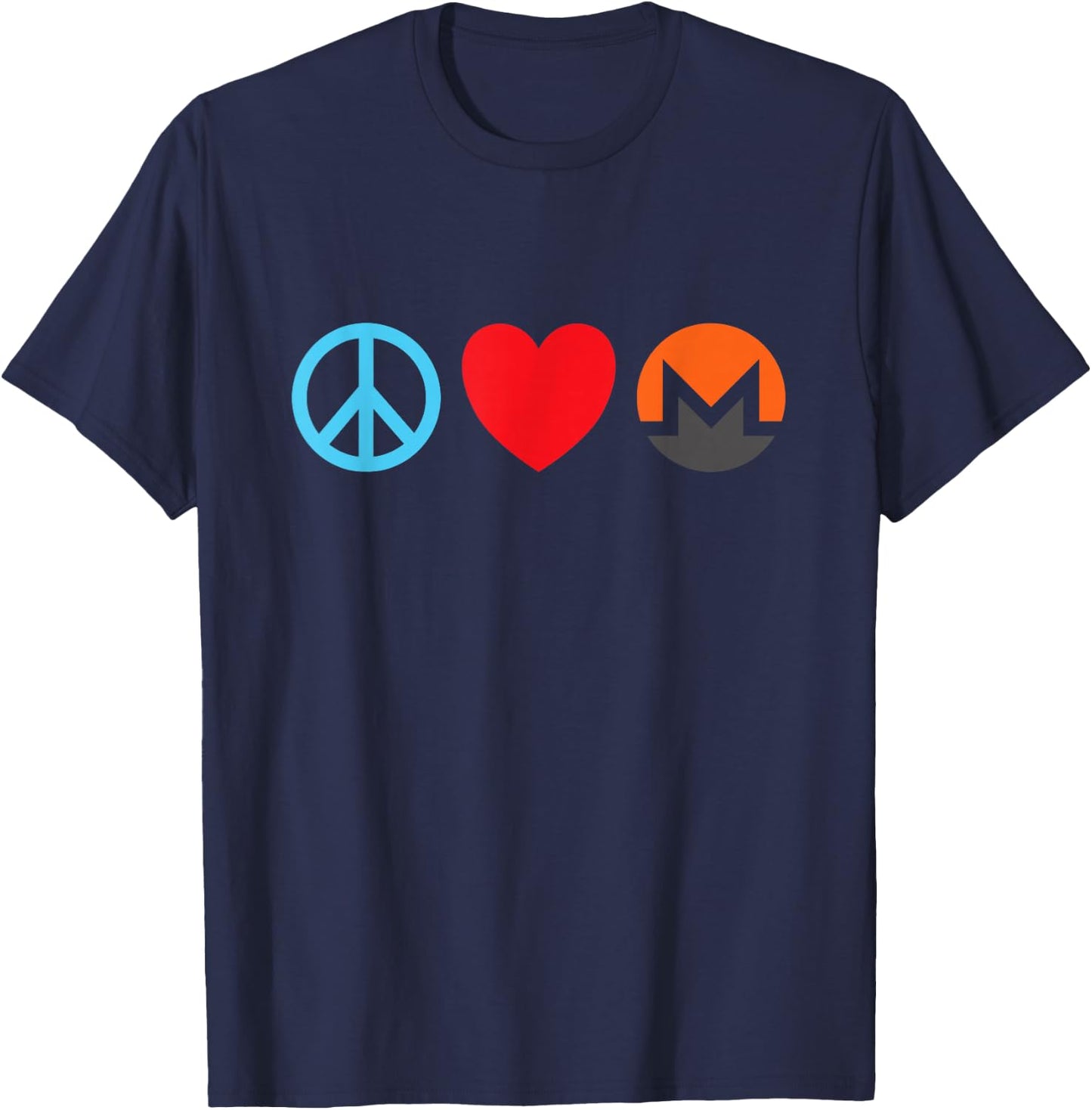 Peace Love Monero Shirt Monero Cryptocurrency Miners Gift T-Shirt - T-Shirt | Navy