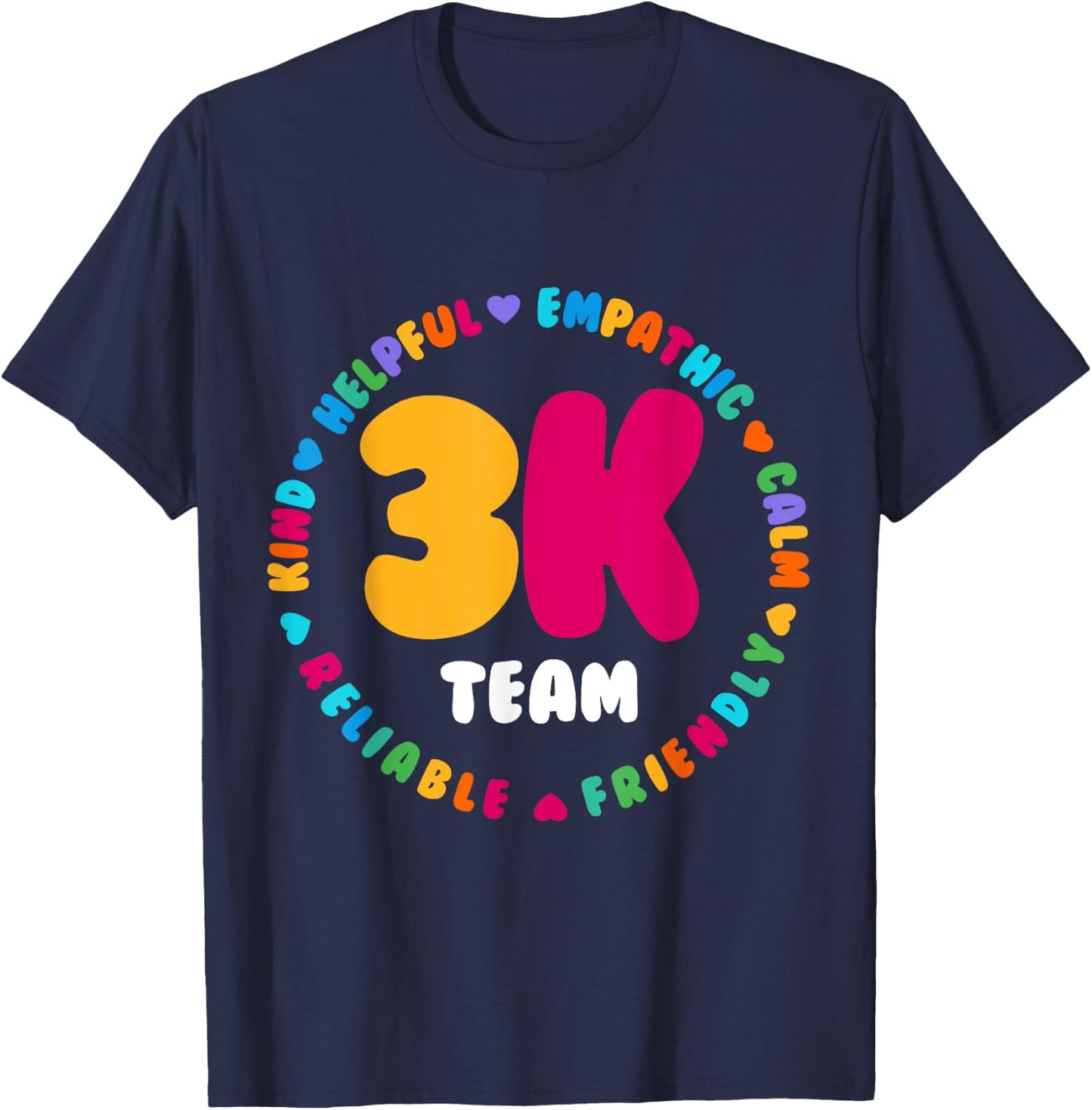 3K Team & Teacher Squad Threes Crew PreK Elementary Team T-Shirt - T-Shirt | Navy