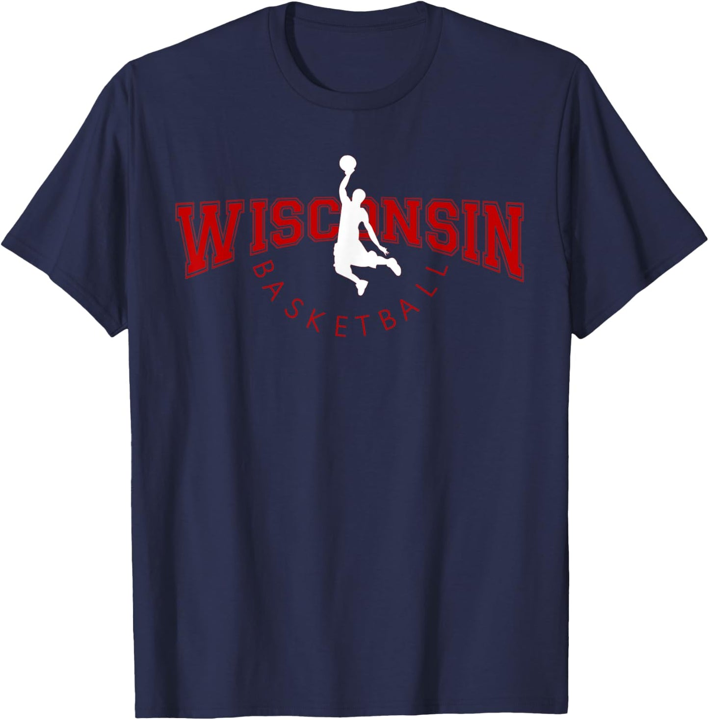 WI Hoops Fan The Badger State Souvenir Wisconsin Basketball T-Shirt - T-Shirt | Navy