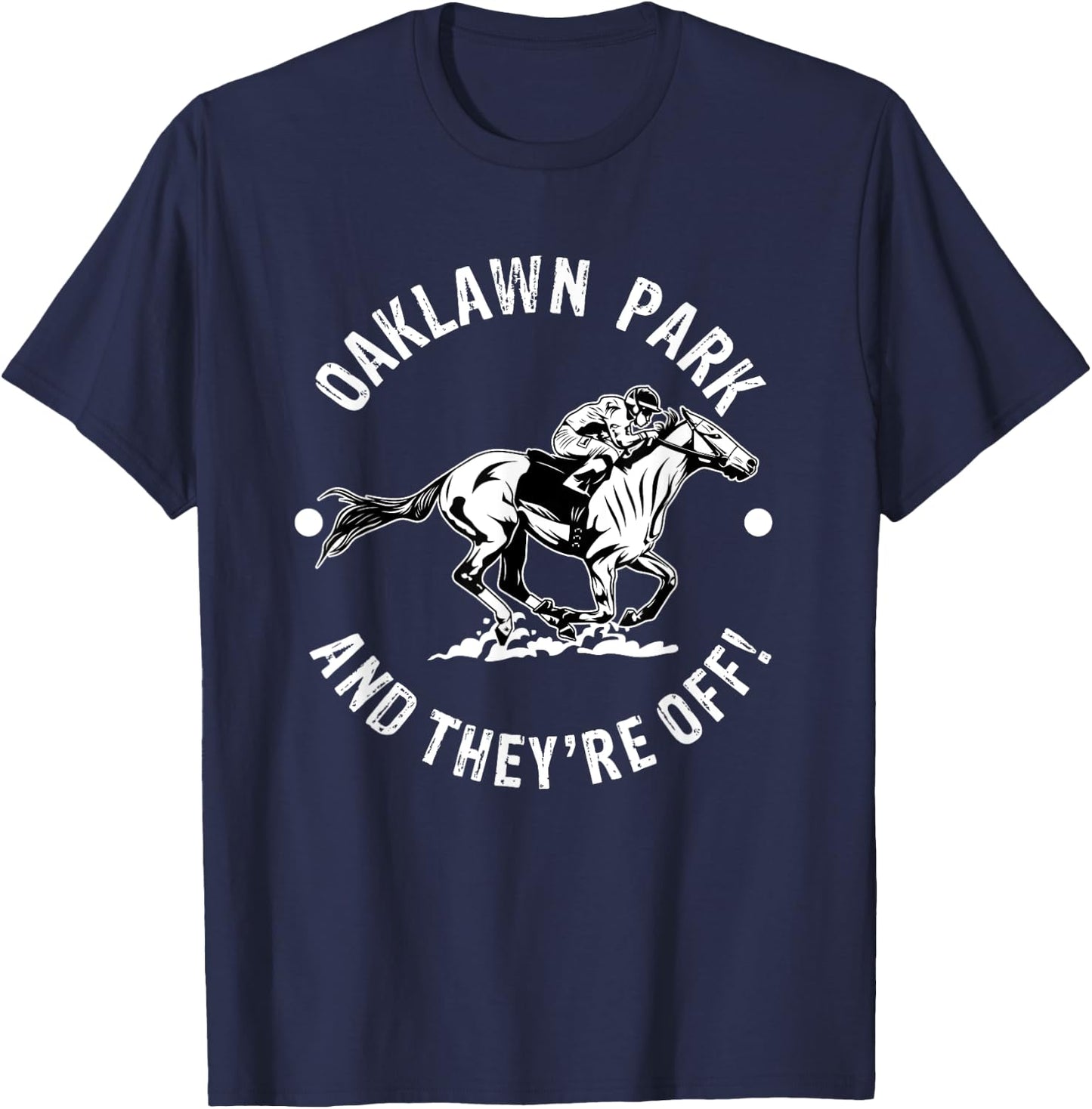 Horse Racetrack Designs Oaklawn Park AR Derby - Men's 3X-Large Black Short Sleeve Horse Racing Fan Equestrian AR Derby T-Shirt - T-Shirt | Navy