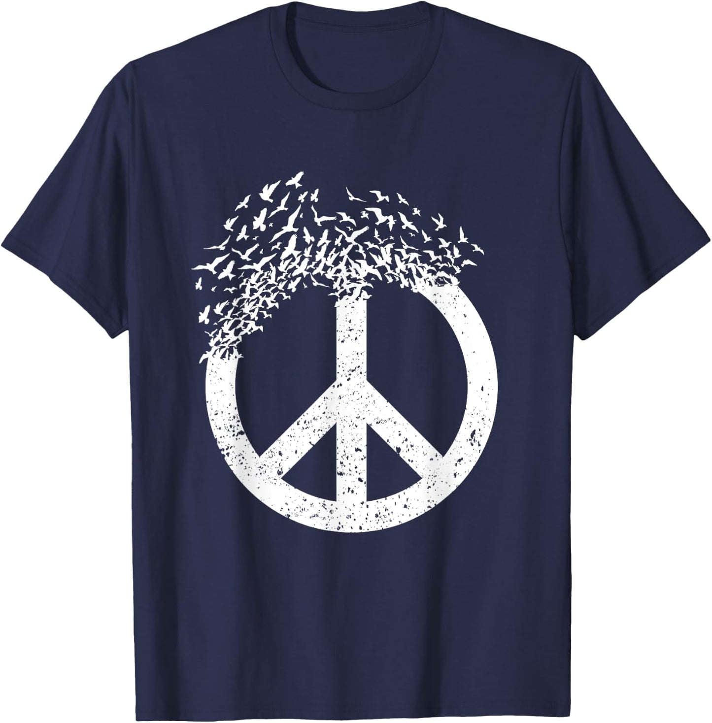 Dove Birds Peace Sign Doves 70s Retro Hippies 60s World T-Shirt - T-Shirt | Navy