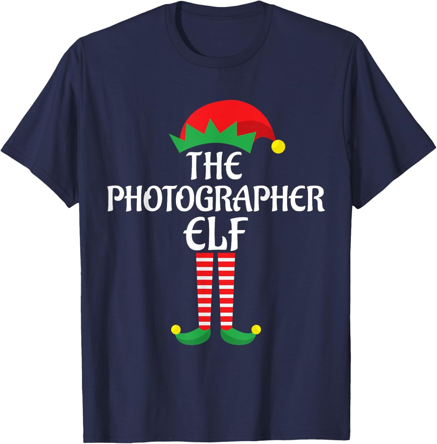 Photographer Elf Christmas Theme Family Group Matching Xmas T-Shirt - T-Shirt | Navy