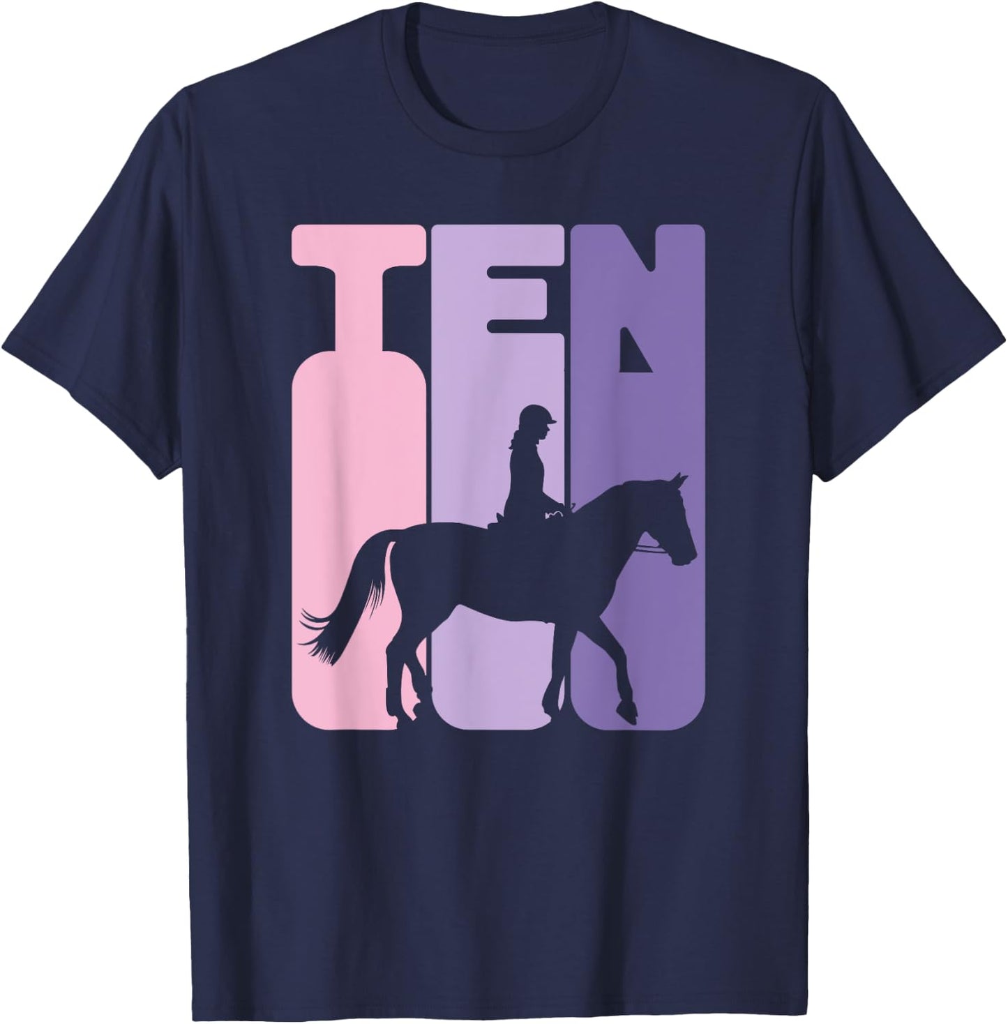 10th Birthday Horse Rider Girl Horse Fan 10 Years Girl T-Shirt - T-Shirt | Navy