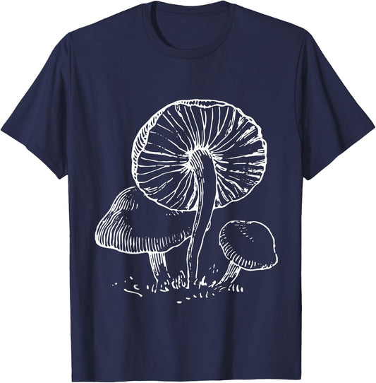 Mycology Mushrooms Cottagecore Goblincore Aesthetic T-Shirt - T-Shirt | Navy