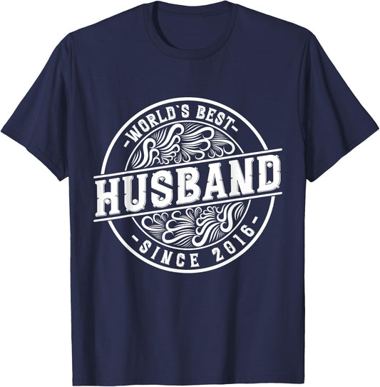 World´s Best Husband Since 2016 9th Wedding day anniversary T-Shirt - T-Shirt | Navy
