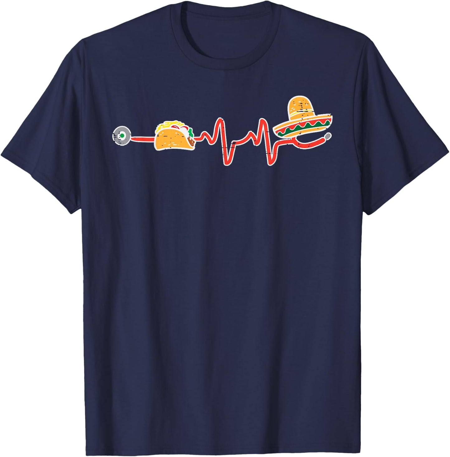 Taco Heartbeat Sombrero Nurse Cinco De Mayo Nurse Women RN T-Shirt - T-Shirt | Navy
