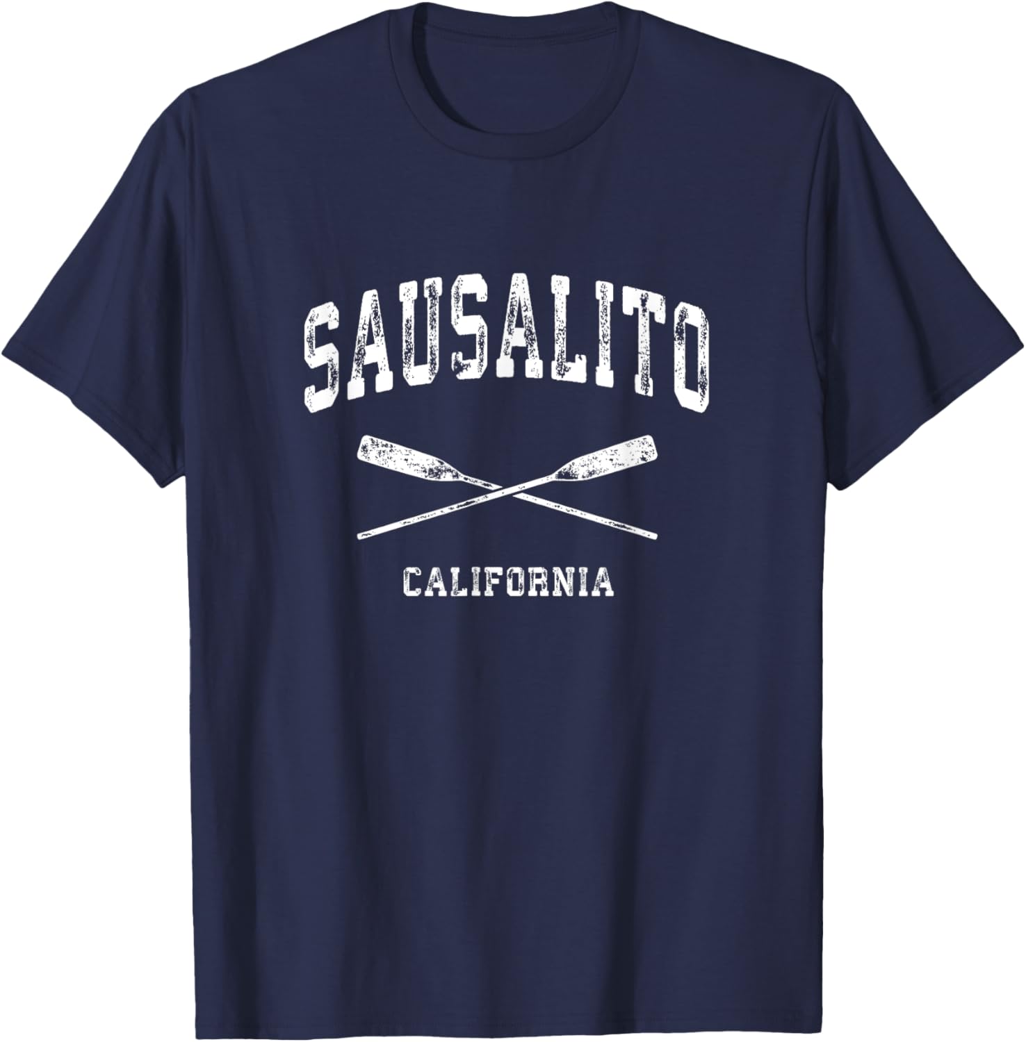 Sausalito California Vintage Nautical Crossed Oars T-Shirt - T-Shirt | Navy