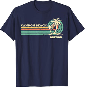 Vintage Retro Summer Vacation Oregon Cannon Beach T-Shirt - T-Shirt | Navy