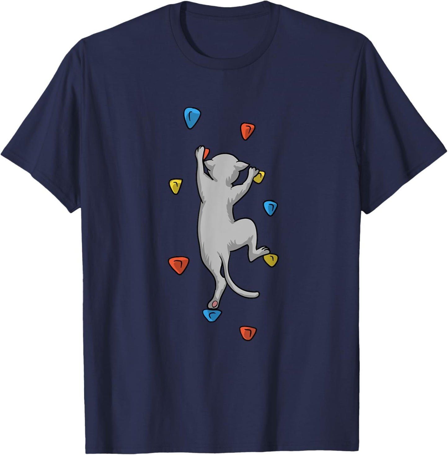 Funny Cat Climber Rock Climbing Gift Women And Kids T-Shirt - T-Shirt | Navy