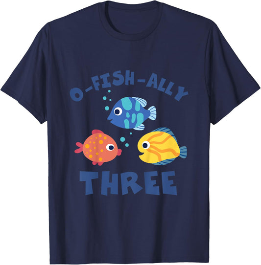 Kids 3rd Birthday Shirt Ofishally 3 Gift Three Year Old Boy T-Shirt - T-Shirt | Navy
