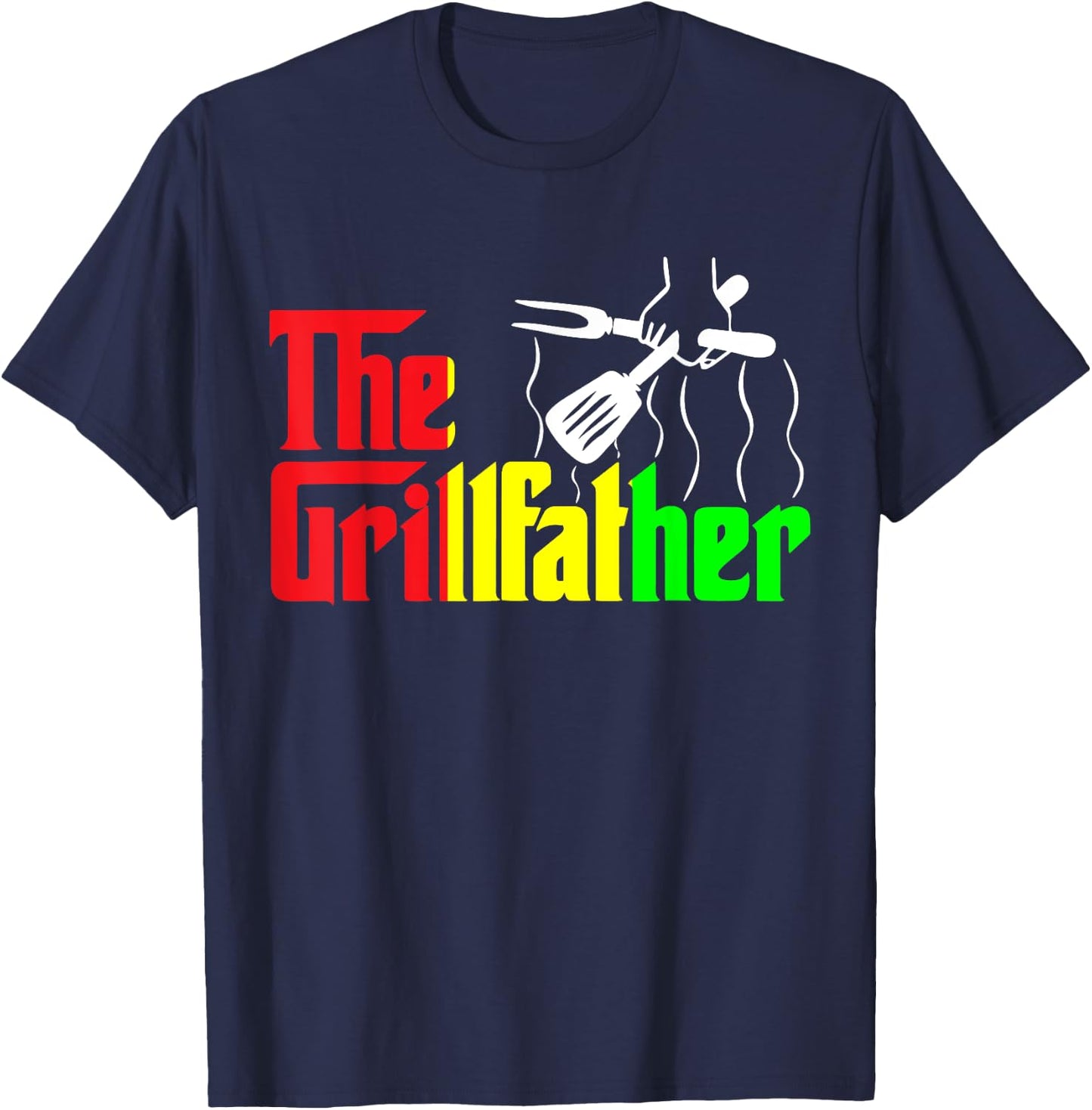 The Grill-father Juneteenth Funny BBQ Chef African American T-Shirt - T-Shirt | Navy