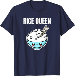 Rice Queen Asian Food Foodie Fried Rice Bowl Lover Funny T-Shirt - T-Shirt | Navy