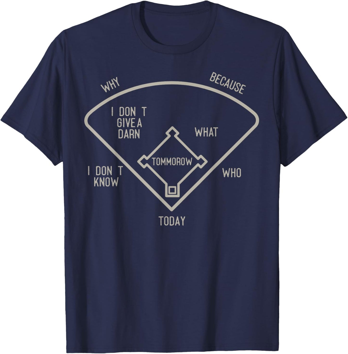 Who's on First, Funny Baseball Positions Names T-Shirt - T-Shirt | Navy