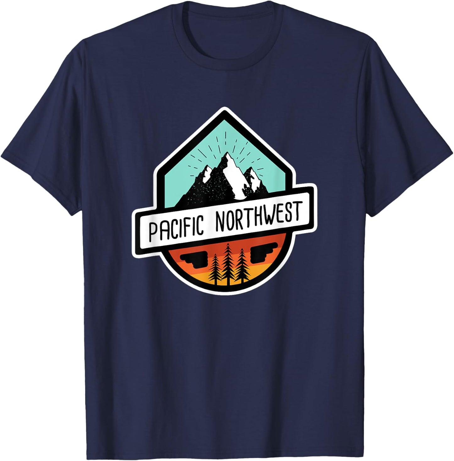 PNW Pacific Northwest Mountain Trees T Shirt T-Shirt - T-Shirt | Navy