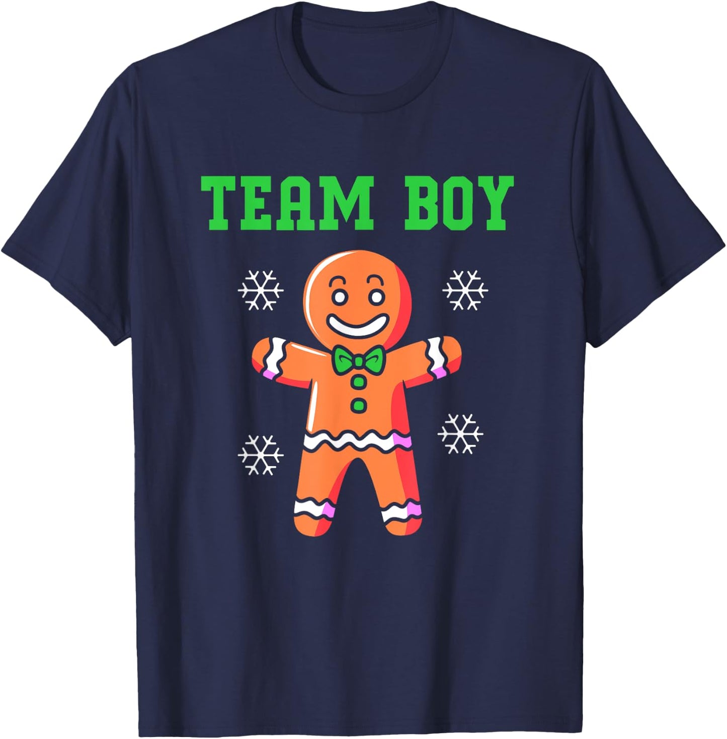Christmas Gingerbread Man Team Boy Gender Reveal T-Shirt - T-Shirt | Navy
