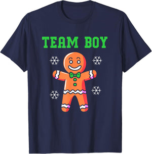Christmas Gingerbread Man Team Boy Gender Reveal T-Shirt - T-Shirt | Navy