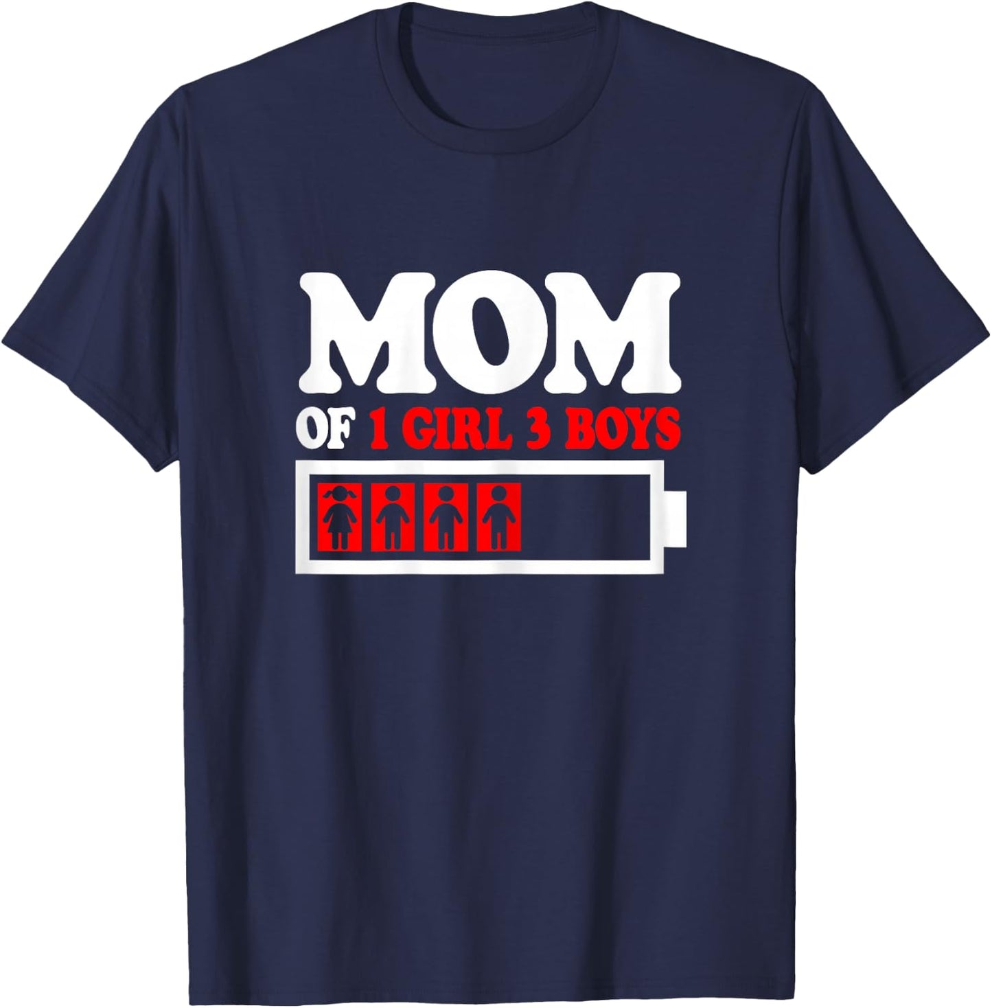 Funny Mom Of 1 Girl 3 Boys from Son Daughter Mother's Day T-Shirt - T-Shirt | Navy
