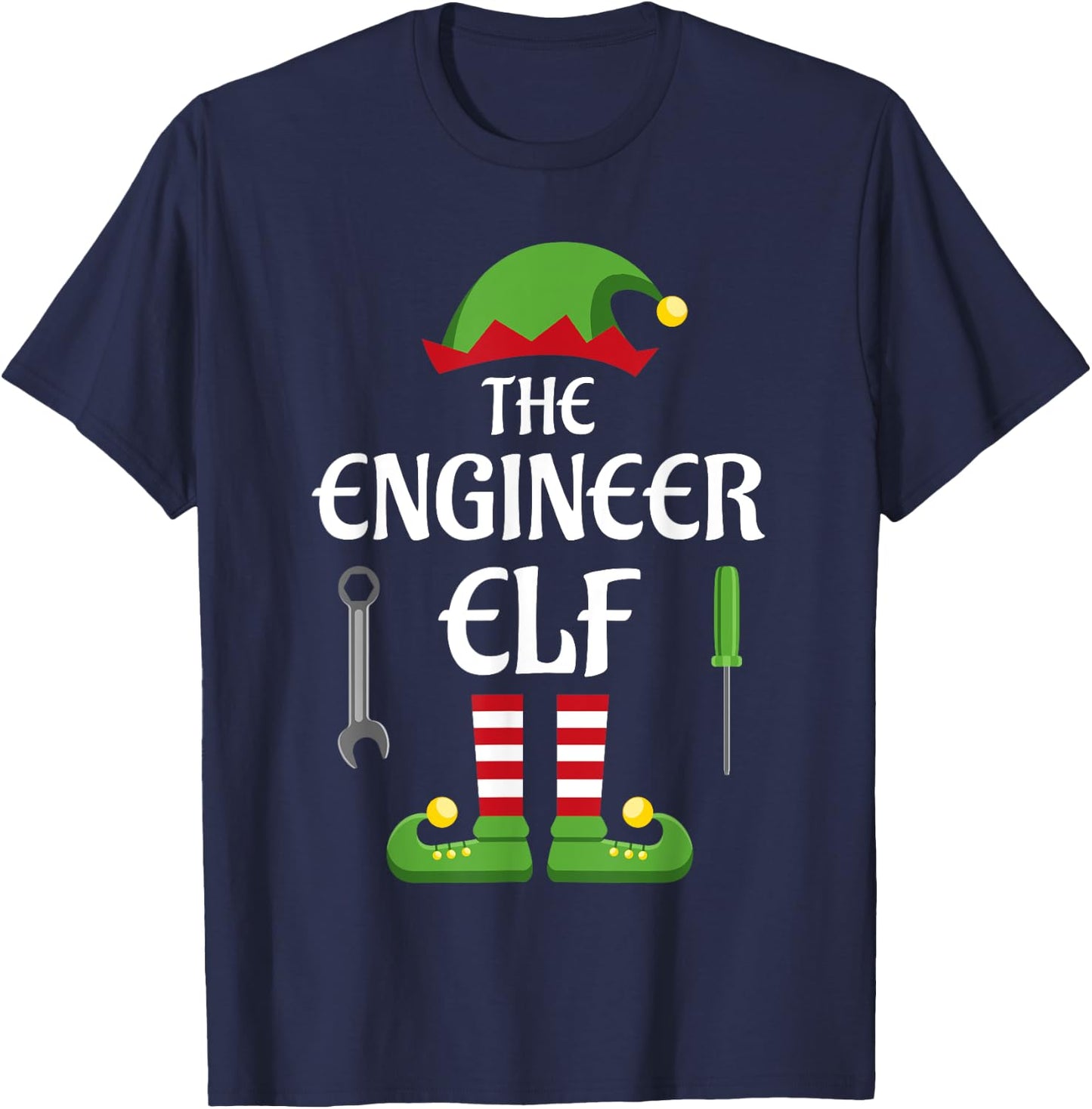 Engineer Elf Family Matching Group Christmas T-Shirt - T-Shirt | Navy