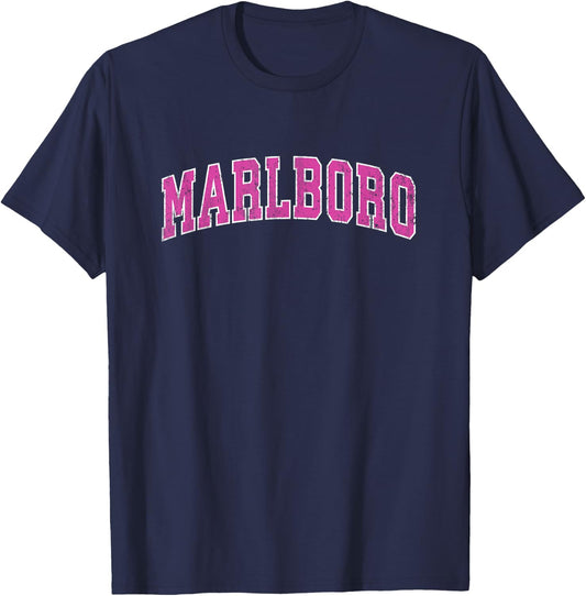 Marlboro New Jersey NJ Vintage Sports Design Pink Design T-Shirt - T-Shirt | Navy
