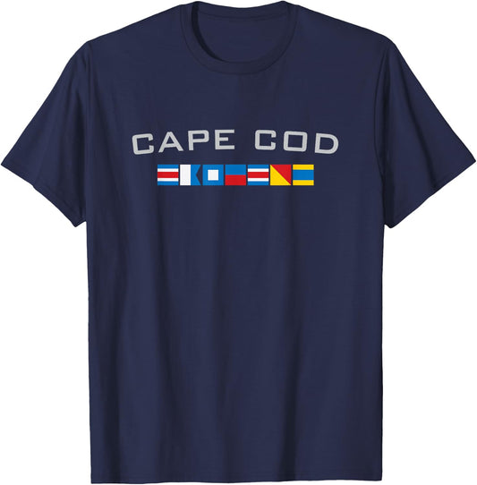 Cape Cod Massachusetts Souvenir Nautical Flags T-Shirt - T-Shirt | Navy