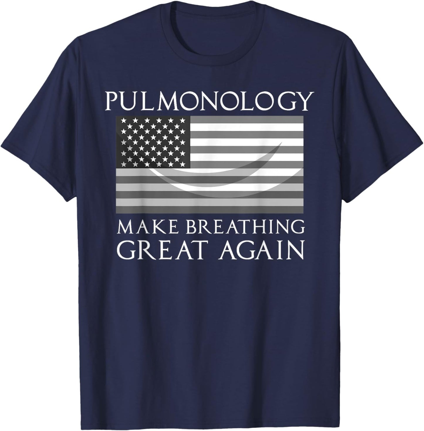 Funny Pulmonologist Gift Cool Pulmonology US Flag Doctors T-Shirt - T-Shirt | Navy