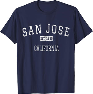 San Jose California Vintage , Black T-Shirt - T-Shirt | Navy