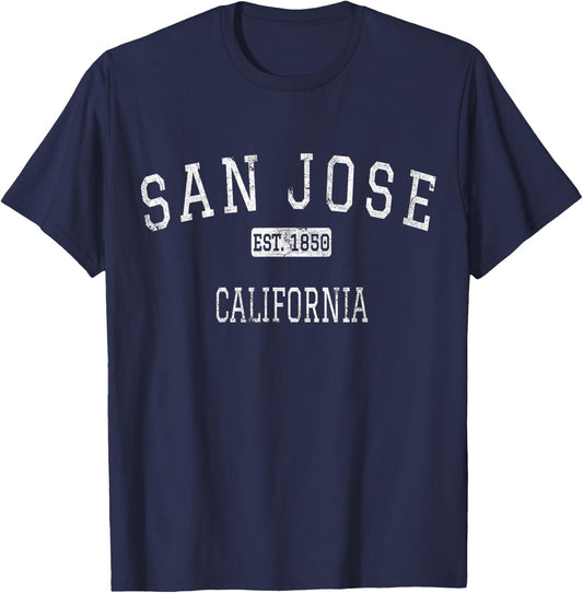 San Jose California Vintage , Black T-Shirt - T-Shirt | Navy